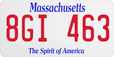 MA license plate 8GI463