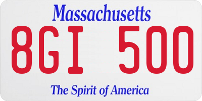 MA license plate 8GI500