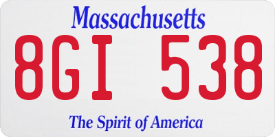 MA license plate 8GI538