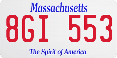 MA license plate 8GI553