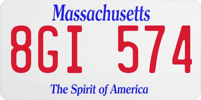 MA license plate 8GI574