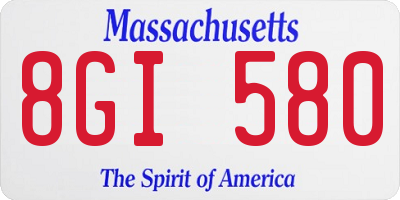 MA license plate 8GI580