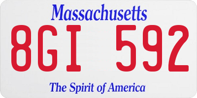 MA license plate 8GI592