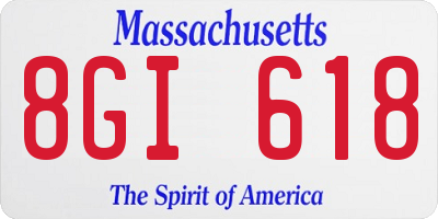 MA license plate 8GI618