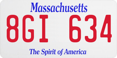 MA license plate 8GI634