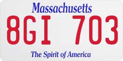 MA license plate 8GI703