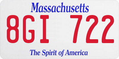 MA license plate 8GI722