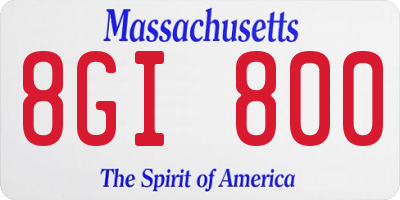 MA license plate 8GI800
