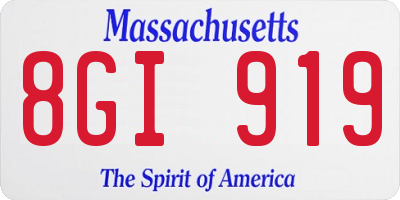 MA license plate 8GI919