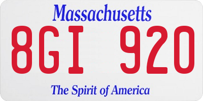 MA license plate 8GI920