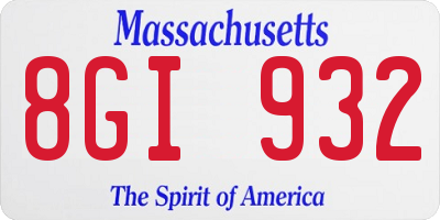 MA license plate 8GI932