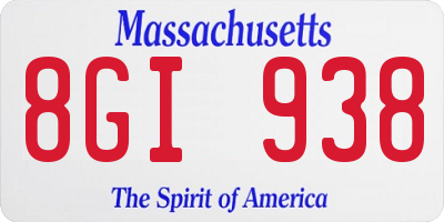 MA license plate 8GI938