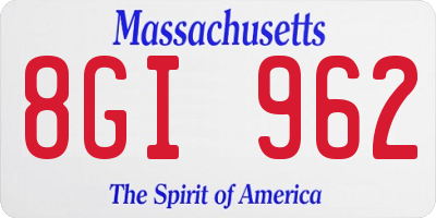 MA license plate 8GI962