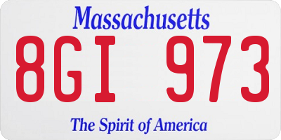 MA license plate 8GI973