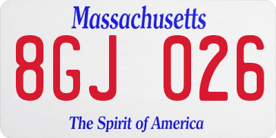 MA license plate 8GJ026