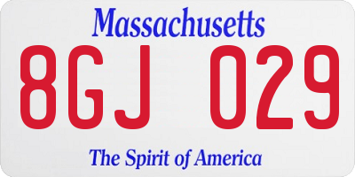 MA license plate 8GJ029