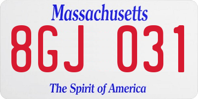 MA license plate 8GJ031