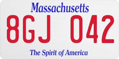 MA license plate 8GJ042