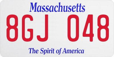 MA license plate 8GJ048