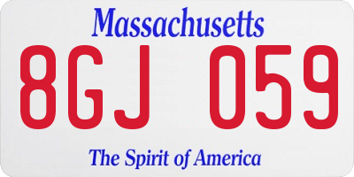 MA license plate 8GJ059