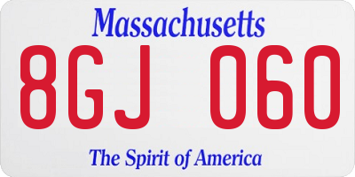 MA license plate 8GJ060