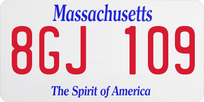 MA license plate 8GJ109