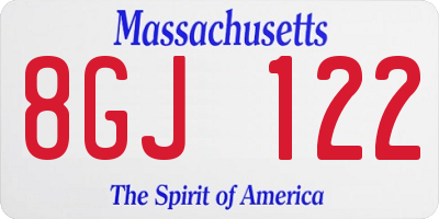 MA license plate 8GJ122