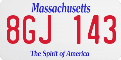 MA license plate 8GJ143