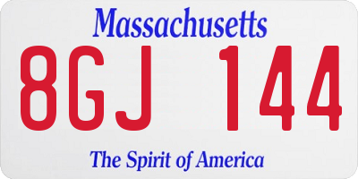 MA license plate 8GJ144