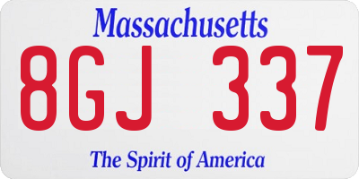 MA license plate 8GJ337