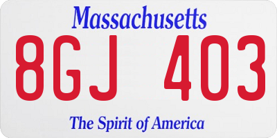 MA license plate 8GJ403