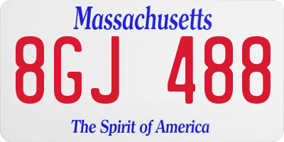 MA license plate 8GJ488