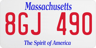 MA license plate 8GJ490
