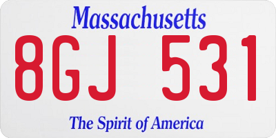 MA license plate 8GJ531