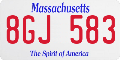 MA license plate 8GJ583
