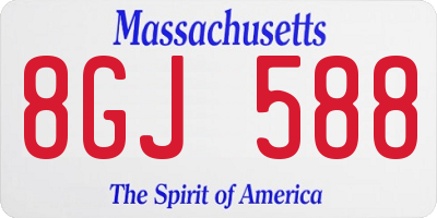 MA license plate 8GJ588
