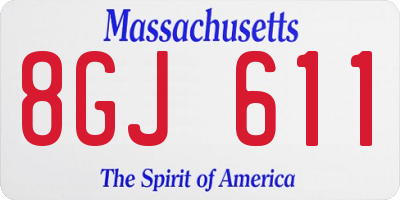 MA license plate 8GJ611