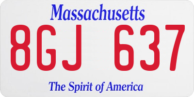 MA license plate 8GJ637