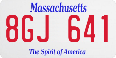 MA license plate 8GJ641