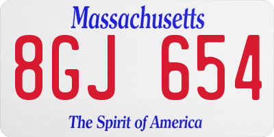 MA license plate 8GJ654