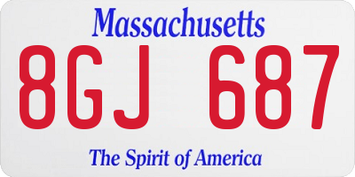 MA license plate 8GJ687