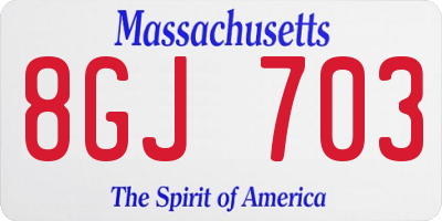 MA license plate 8GJ703