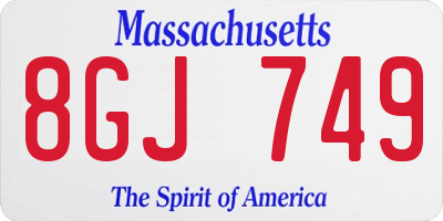 MA license plate 8GJ749
