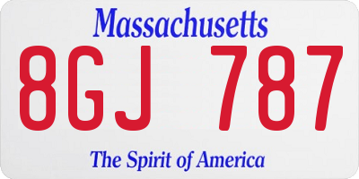 MA license plate 8GJ787