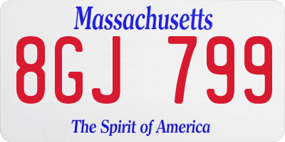 MA license plate 8GJ799