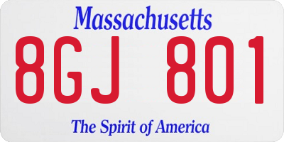 MA license plate 8GJ801