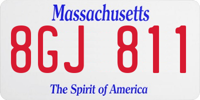 MA license plate 8GJ811