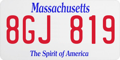 MA license plate 8GJ819