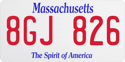 MA license plate 8GJ826