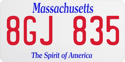 MA license plate 8GJ835